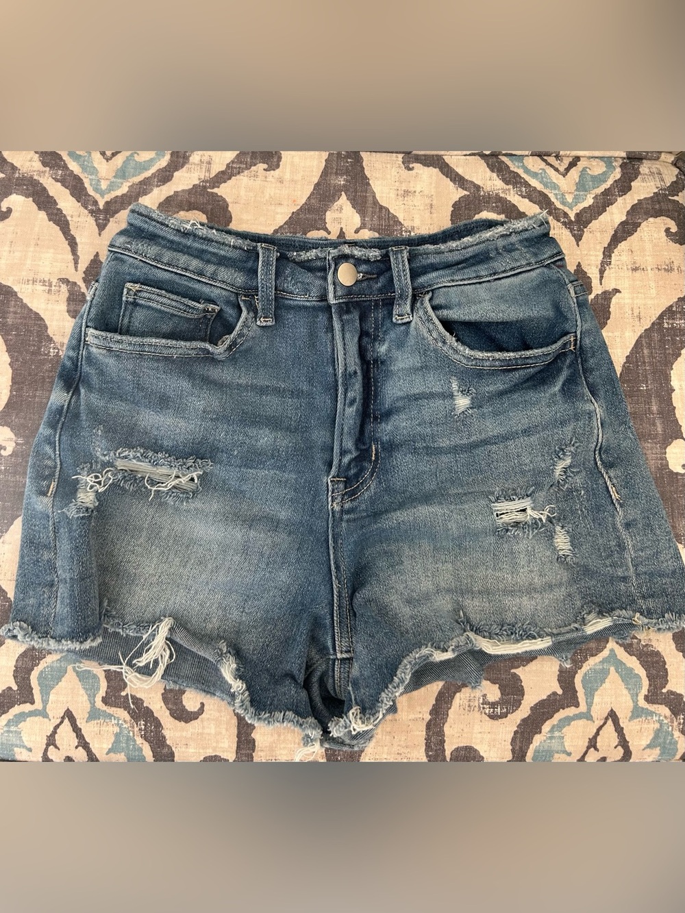 Altar'd State Distressed Denim Shorts - Blue
